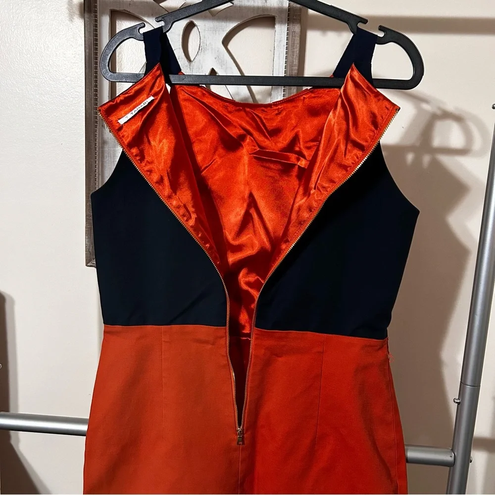 T Tahari Women’s Dress‎ Suit Set Orange Tan Navy 10 Blazer 2 Piece